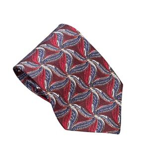 Specialty Collection Geometric  Pinwheel Silk Tie Men's Burgundy Navy Blue‎